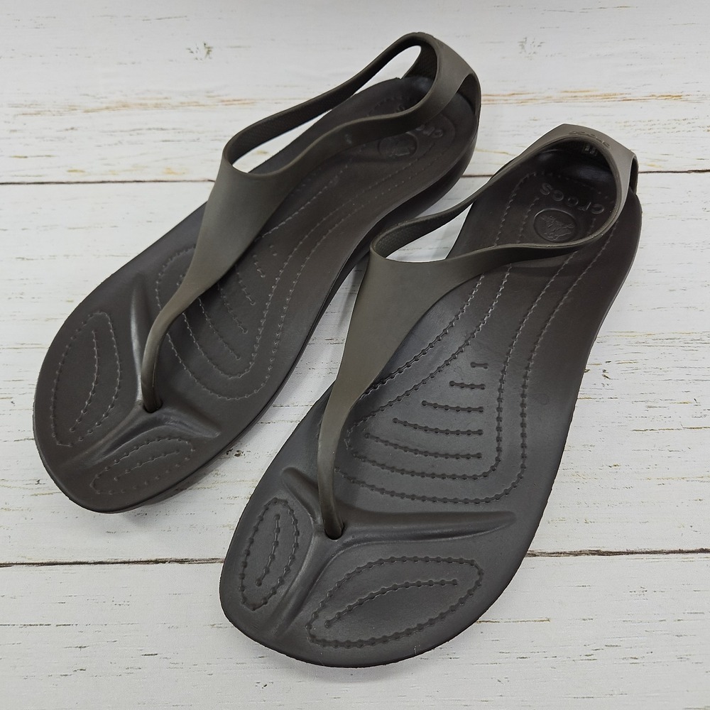 Crocs Serena Sexi Flip Womens Size 10 Brown Thongs Flip Flops T-Strap Slingback